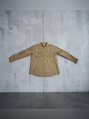MENS GANDER MOUNTAIN KHAKI CONVERTIBLE SLEEVE OUTDOOR SHIRT SIZE LARGE